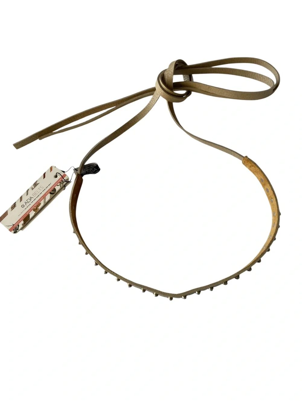 ADA Evita Pearl Wrap Leather Belt Pale One Size NWT